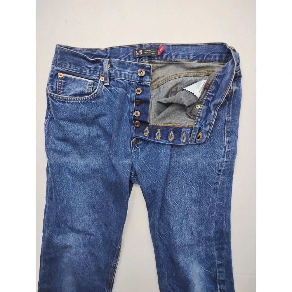 Marc Nelson‎ Slim Straight Button Fly Selvedge Denim Jeans Dark Wash 37 (32x28)